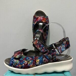 Wolky Pichu Ankle Strap Sandals Multi Black Crash Size 6 37